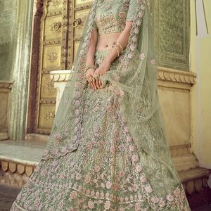 Brand new XS green lehenga with floral design
